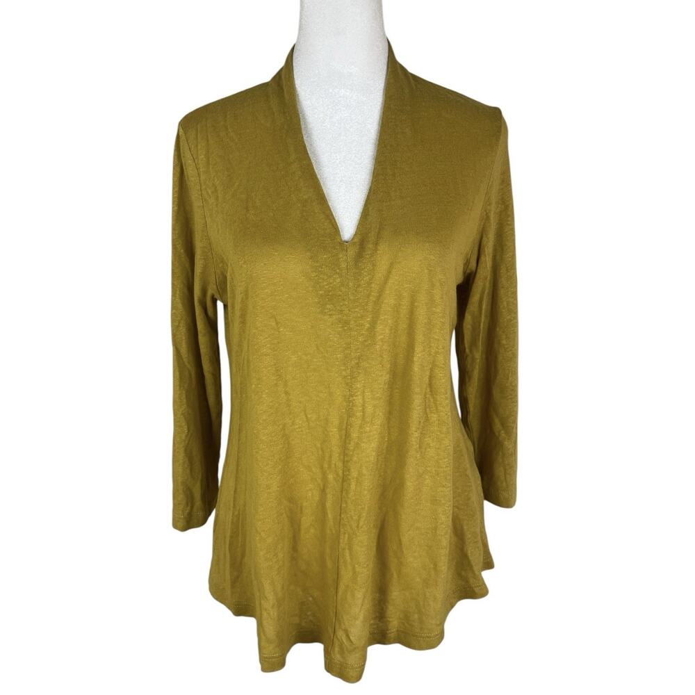 Alembika Linen Blend V-Neck Lagenlook Tunic Blouse Minimalist Capsule Size 0/XS